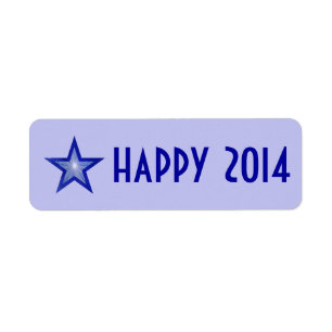Estrella azul oscuro 'Feliz 2014' etiqueta azul pá