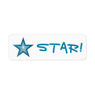 Estrella azul "STAR" etiqueta pequeño blanco