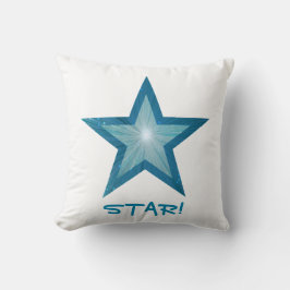 Estrella azul 'STAR!' lanzar almohada cuadrada bla