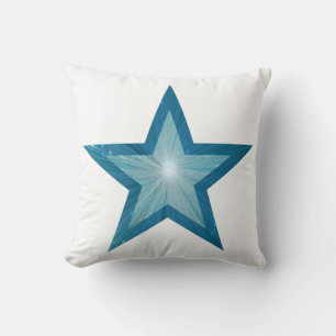 Estrella azul tira almohada cuadrada