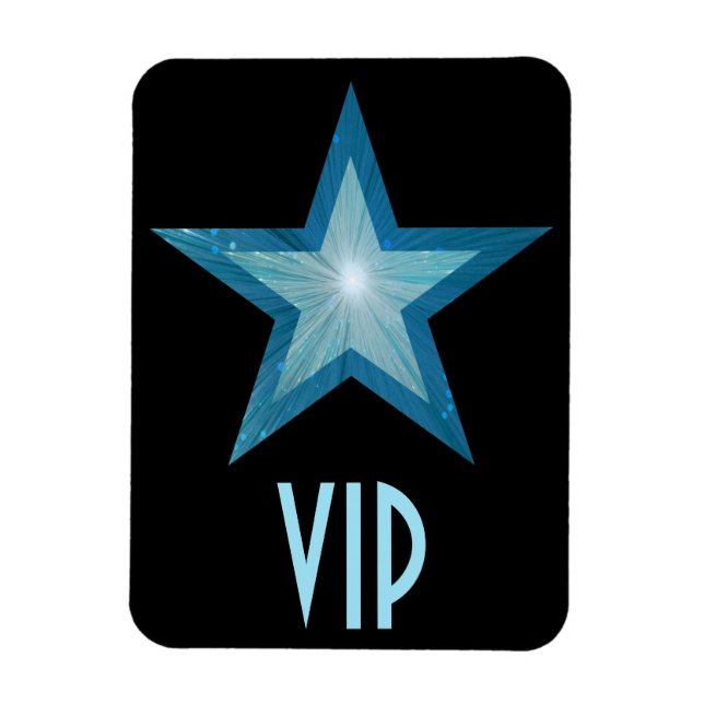 Estrella azul 'VIP' imán flexible negro (Vertical)