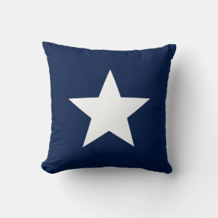 Estrella blanca en Cojín decorativo azul marino