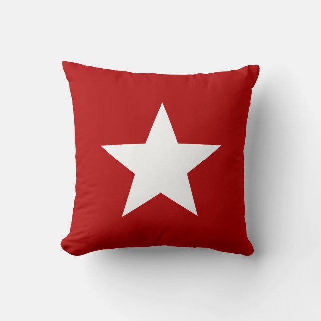 Estrella blanca en Cojín decorativo rojo (Anverso)