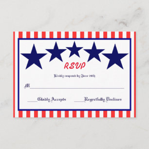 Estrella blanca y azul roja - tarjeta de RSVP
