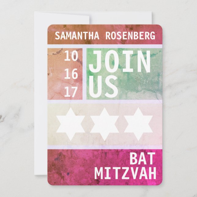 Estrella brillante de David Bat Mitzvah Invitación (Anverso)