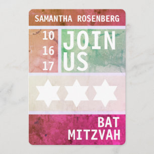 Estrella brillante de David Bat Mitzvah Invitación