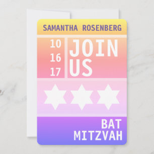 Estrella brillante de David Bat Mitzvah Invitación