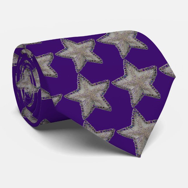 Estrella de abalorios impresa en corbata morada (Enrollado)