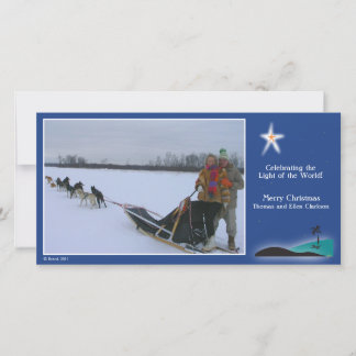 Estrella de Belén sobre tarjeta de la foto del