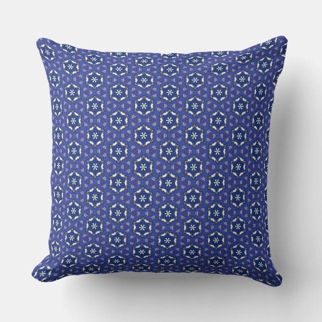 Estrella de copos de nieve azul tira almohada (Anverso)