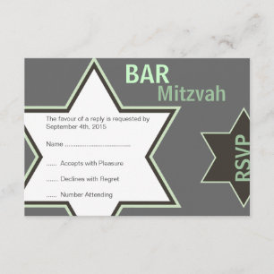 Estrella de David Bar Mitzvah Green & Grey RSVP
