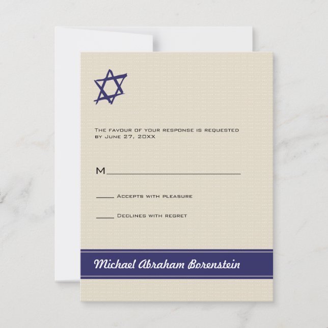 Estrella de David Bar Mitzvah Responder Invitación (Anverso)
