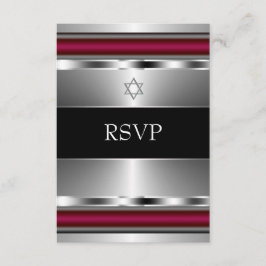 Estrella de David Bar Mitzvah RSVP negra roja