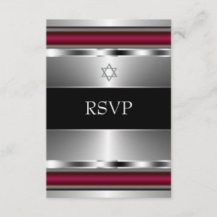 Estrella de David Bar Mitzvah RSVP negra roja