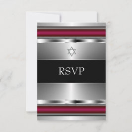 Estrella de David Bar Mitzvah RSVP negra roja