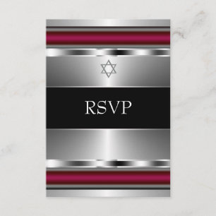 Estrella de David Bar Mitzvah RSVP negra roja
