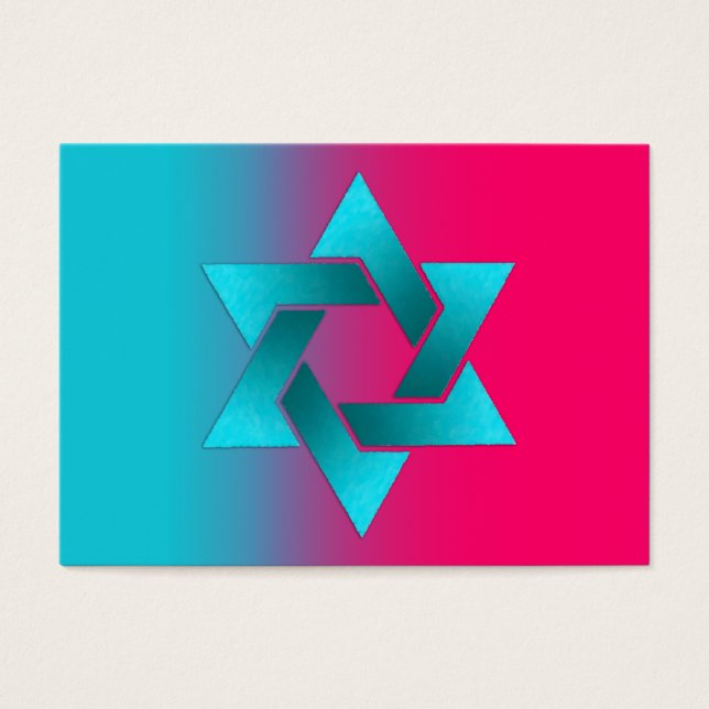 Estrella de David Bat Mitzvah Turquoise y Ombre Ro (Frente)