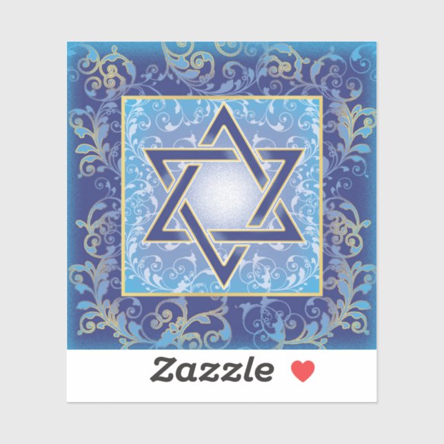 Estrella de David Blue Gold Pegatina (Hoja)
