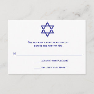 Estrella de David Chevron Bat Mitzvah Tarjeta RSVP