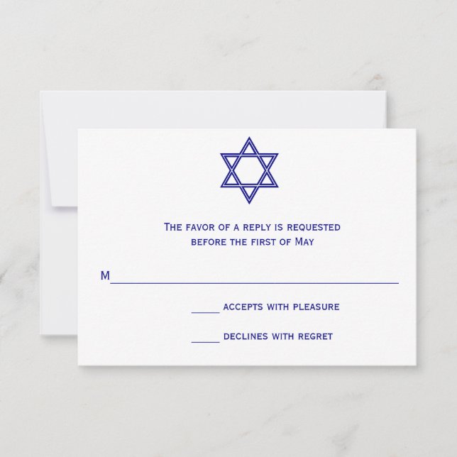 Estrella de David Chevron Bat Mitzvah Tarjeta RSVP (Anverso)