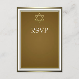Estrella de David de oro blanco RSVP de Bar Mitzva