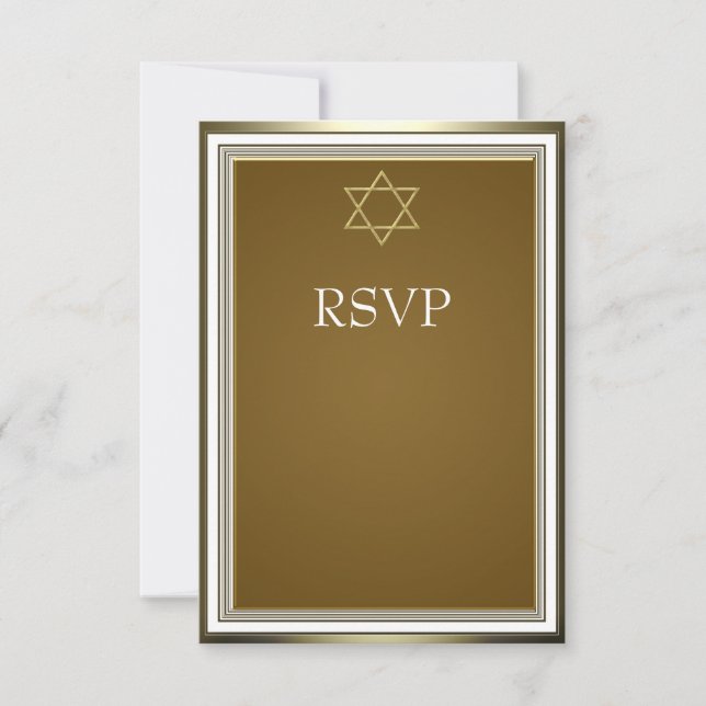 Estrella de David de oro blanco RSVP de Bar Mitzva (Anverso)