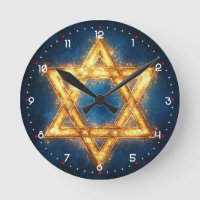 Estrella de David - hermoso diseño reloj redondo