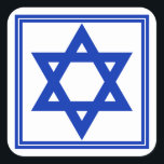 Estrella de David Pegatina<br><div class="desc">Pegatina cuadrado con una imagen de una Estrella de David azul profundo y un doble borde azul profundo sobre blanco. Ver pegatina redondo,  confección,  etiqueta y papel de envoltura. Ver toda la colección de Pegatinas de Hanukkah en la categoría CARDS & PEGATINAS en la sección HOLIDAYS.</div>