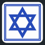 Estrella de David Pegatina<br><div class="desc">Pegatina cuadrado con una imagen de una Estrella de David azul profundo y un doble borde azul profundo sobre blanco. Ver pegatina redondo,  confección,  etiqueta y papel de envoltura. Ver toda la colección de Pegatinas de Hanukkah en la categoría CARDS & PEGATINAS en la sección HOLIDAYS.</div>