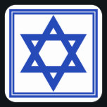 Estrella de David Pegatina<br><div class="desc">Pegatina cuadrado con una imagen de una Estrella de David azul profundo y un doble borde azul profundo sobre blanco. Ver pegatina redondo,  confección,  etiqueta y papel de envoltura. Ver toda la colección de Pegatinas de Hanukkah en la categoría CARDS & PEGATINAS en la sección HOLIDAYS.</div>