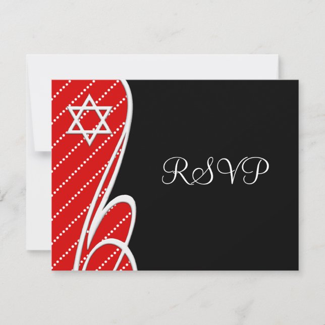 Estrella de David RSVP Tarjetas Red Dots Black (Anverso)