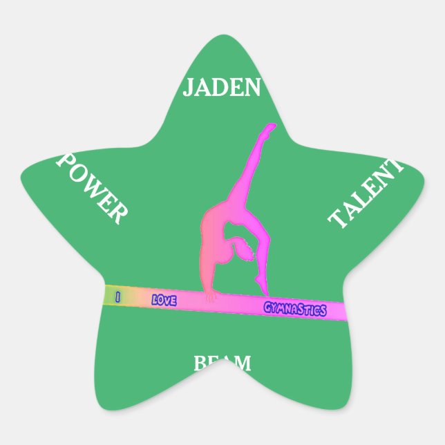 Estrella de gimnasia pegatinas personalizados. (Anverso)