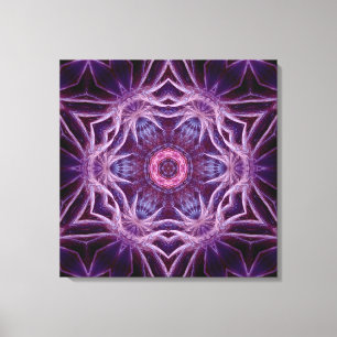 Estrella de Hexágono Fractal Púrpura en Lienzo