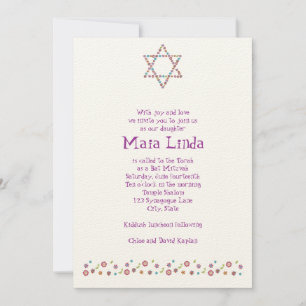 Estrella de la flor de la invitación de Mitzvah