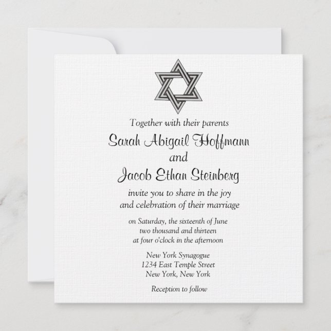 Estrella de las invitaciones de la boda de David (Anverso)