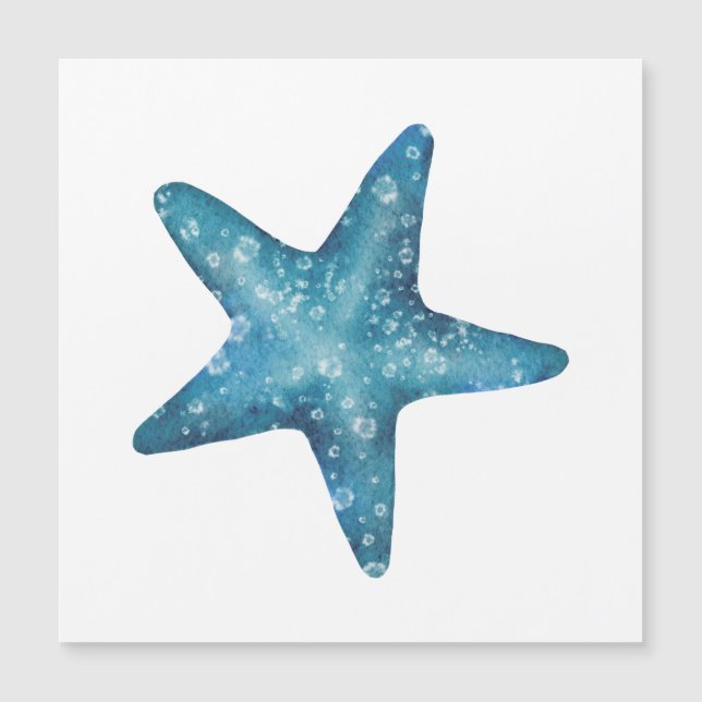 Estrella de mar azul acuarela náutica (Anverso)