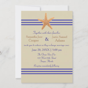 Estrella de Mar Beige Náutico - Invitación de Boda