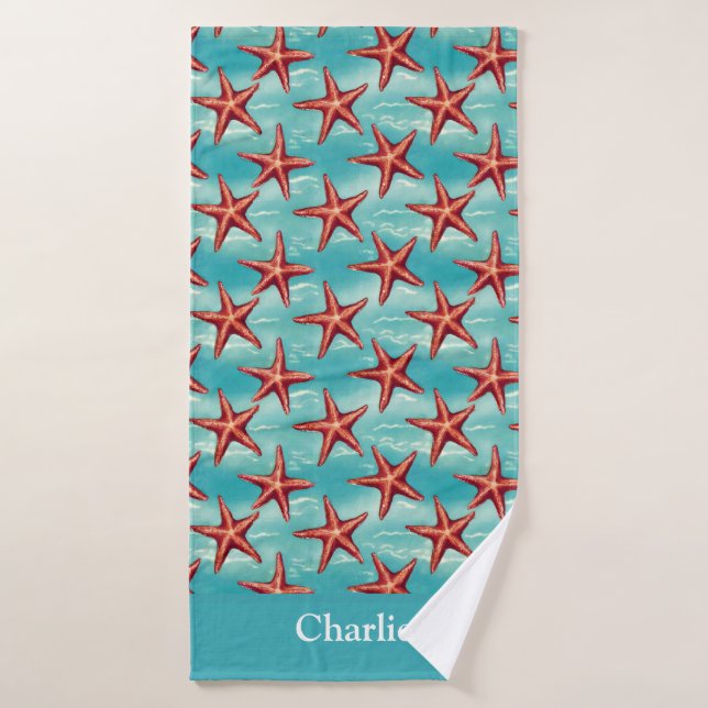 Estrella de Mar Costera Azul Acuático (Toalla de baño)