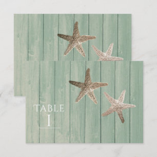 Estrella de Mar Dorada y Madera Número de Mesa de