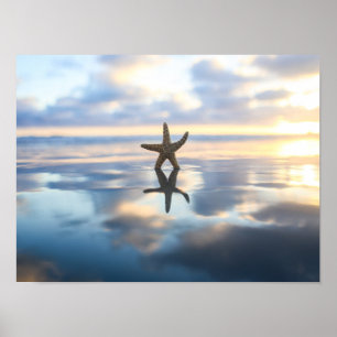 Estrella de mar en la playa póster de impresión de