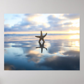 Estrella de mar en la playa póster de impresión de