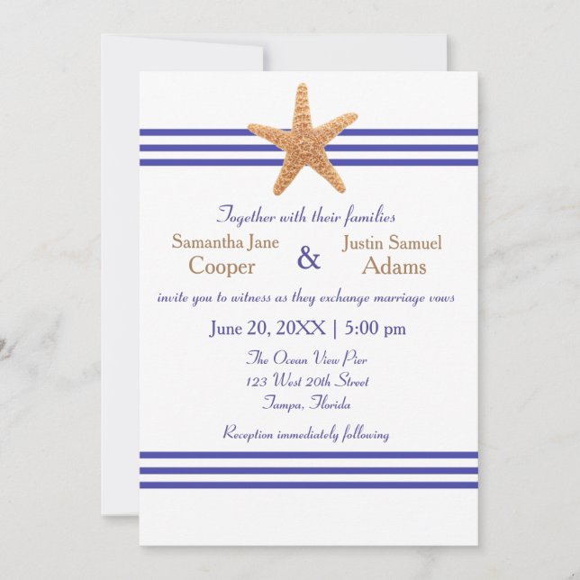 Estrella de Mar Náutica - Invitación de Boda (Anverso)