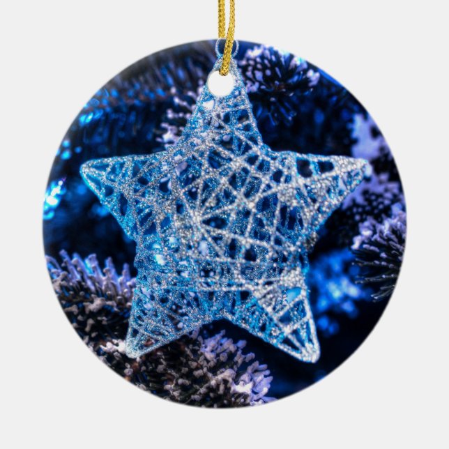 Estrella de Navidad de Plata de Ornamento de Belén (Frente)