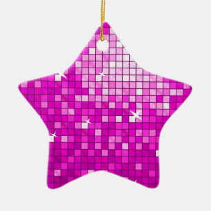 Estrella de ornamento Disco Tiles Pink