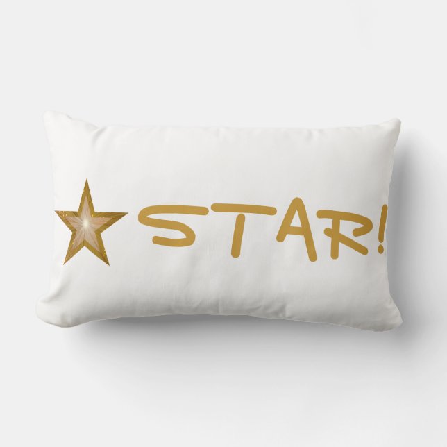 Estrella de "oro" de "STAR!" lanza almohada lumbar (Anverso)