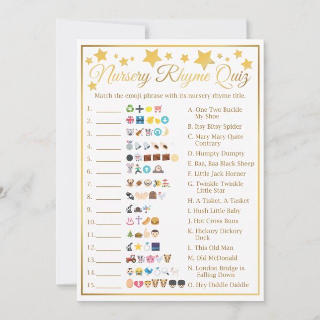 Estrella de oro del juego de Emoji Baby Shower de  (Anverso)
