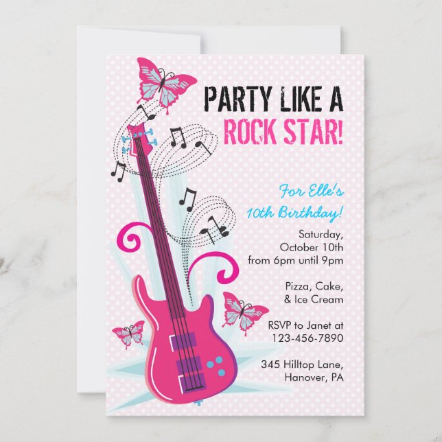 Estrella de rock, héroe de guitarra, invitaciones 