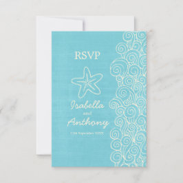 Estrella del mar y boda azul y crema RSVP