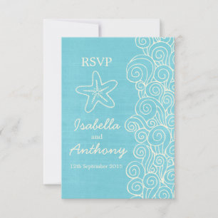 Estrella del mar y boda azul y crema RSVP