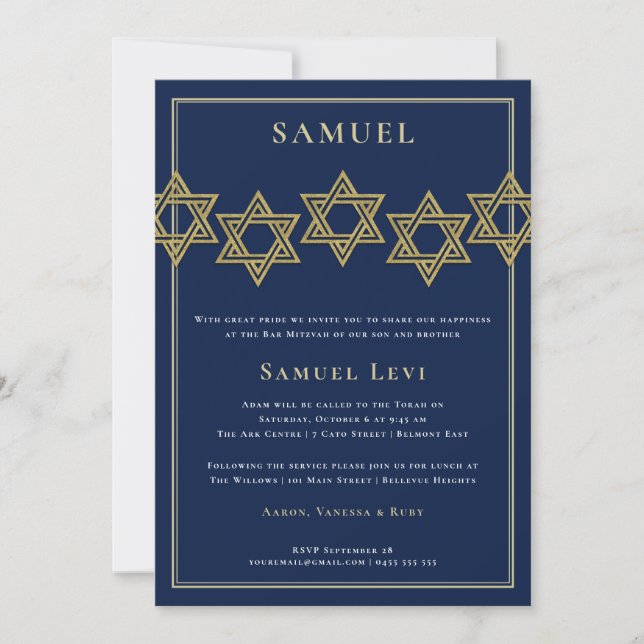 Estrella del oro de las invitaciones el | de (Anverso)